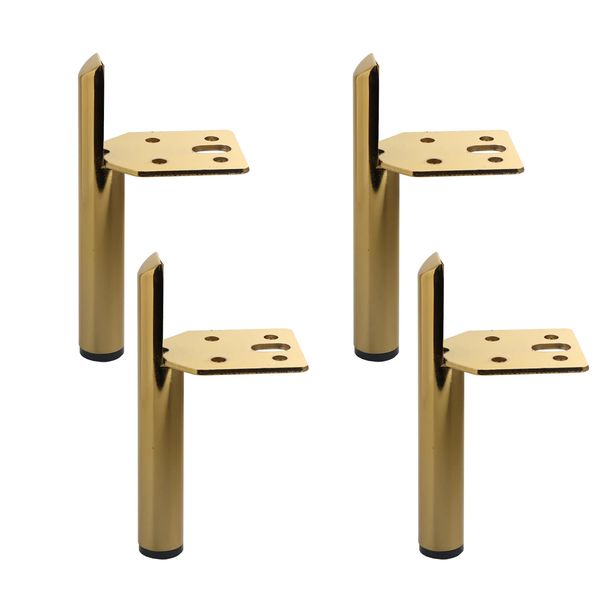 Osring Modern Furniture Legs 5 Inch Metal Furniture Table Leg Gold, Steel Side-Mounted Sofa Cabinet Feet Set of 4, Also for Home Coffee Table Feet DIY Replacement