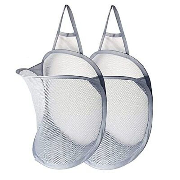 Hanging Laundry Hamper 2 Pack Mesh Laundry Basket Foldable Hamper Collapsible