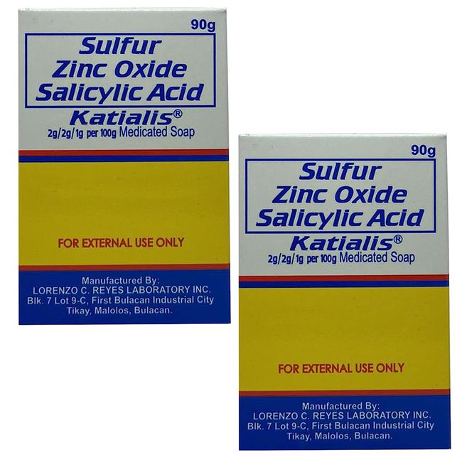 KATIALIS SOAP - Pack of 2 - Sulfur Zinc Oxide Salicylic Acid Soap 90 grams each soap