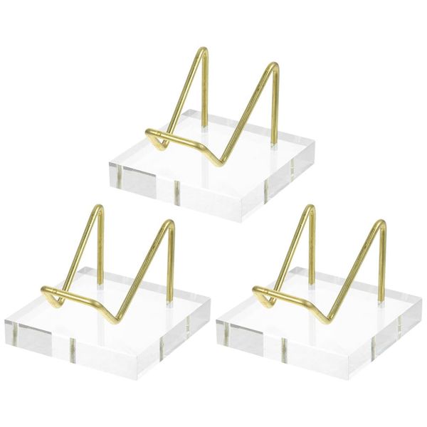 DOITOOL Acrylic Collection Stand Mineral Fossil Specimen Jewelry Storage Display Set of 3 Tabletop Transparent Crystal Stand Acrylic Display Stand Mineral Arm Holder Storage Display Stand