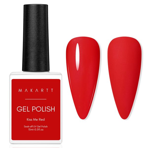 Makartt Gel Nail Polish Red Color Gel Polish 15ml UV/LED Nail Polish Gel Soak Off UV Led Gel Nail Polish DIY Manicure Nail Salon