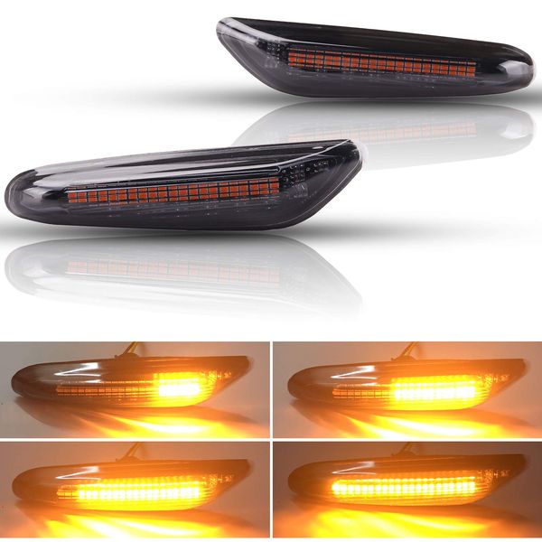Kinstecks 2PCS LED Side Marker Light Flowing Turn Signal Lamp for B-M-W 1 3 5 Series E81 E82 E87 E88 E90 E91 E92 E93 E46 NUR BJ E60 E61 X3 E83