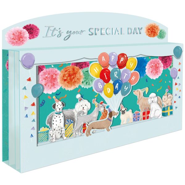 Spectacular 3D Special Day Party Dogs Happy Birthday Card Freestanding Cards SPT005