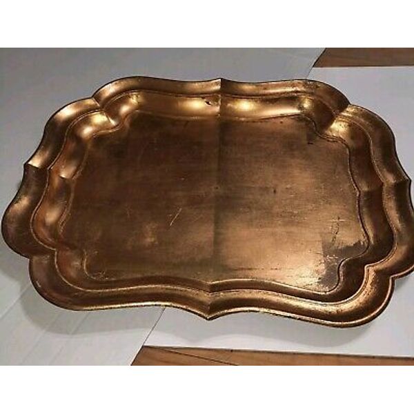 Food Serving Tray JC Penny Home Collection,  Foil Finish Gold