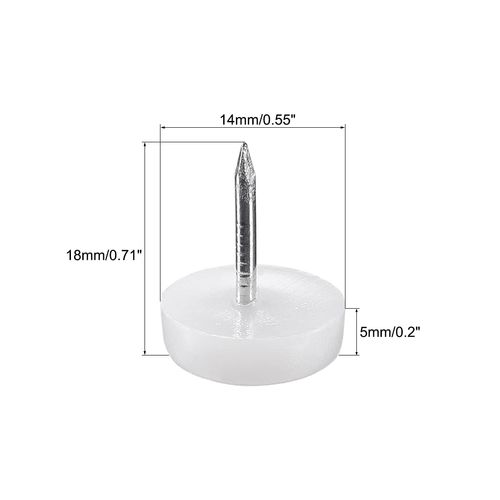 sourcing map Furniture Feet Nail Plastic Glide Nails Chair Table Leg Protector Pads 14mm Dia White 20pcs