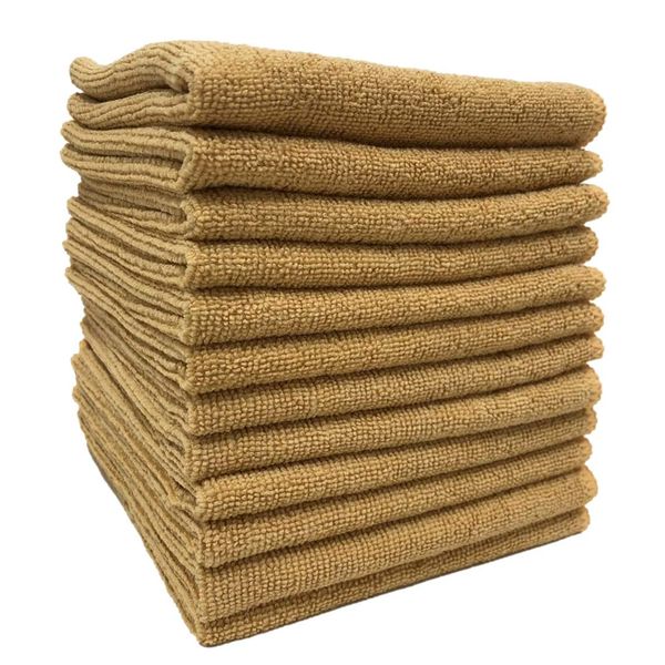 TARO WORKS Microfiber Dish Towels, 11.8 x 11.8 inches (30 x 30 cm), Mocha, 12 Pieces, Super Absorbent, Quick Drying, Grease Stains, Air Wiping, Dust Removal, Oblan, Thick, Cloth, Cleaning, Kitchen