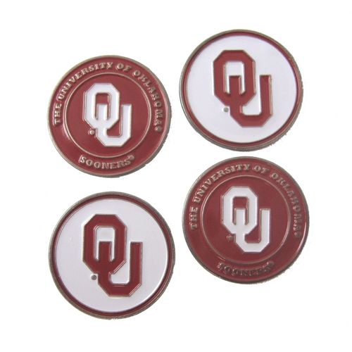 Oklahoma Sooners Double Sided OU Golf Ball Markers (Set of 4)