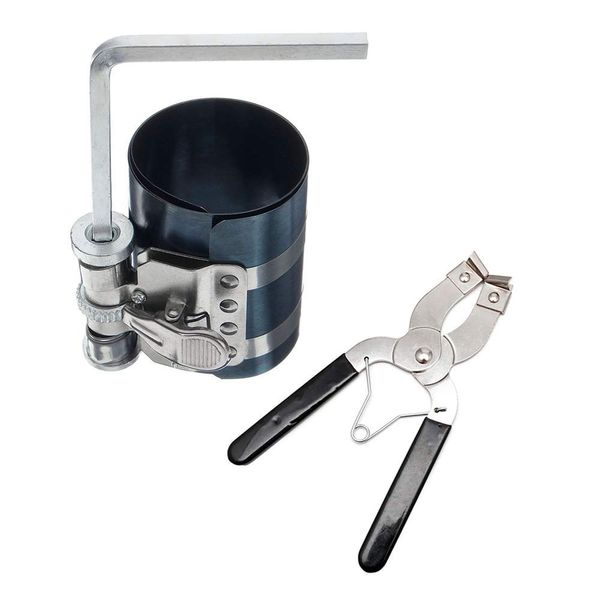 Car Engine Piston Ring Installer Removal Kit Compressor Tool & Adjustable Piston Installer Plier