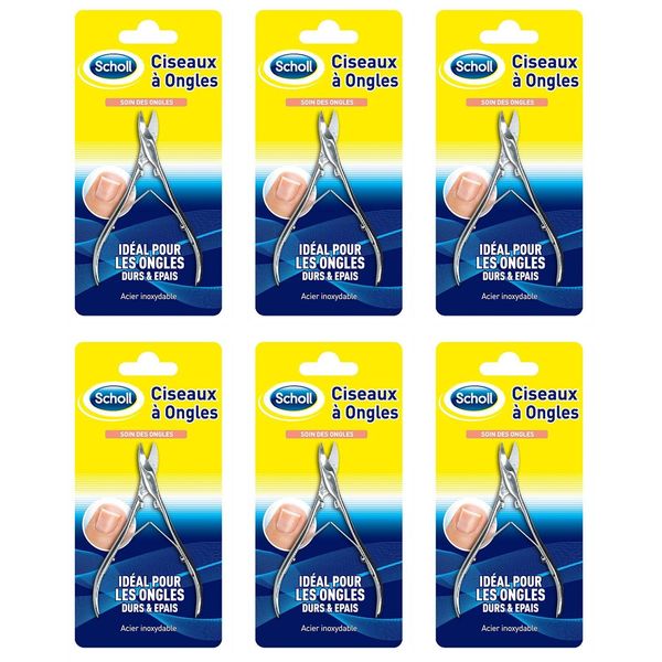 SCHOLL Set of 6 Toe Nail Scissors Sharp and Precise Cut 11 cm