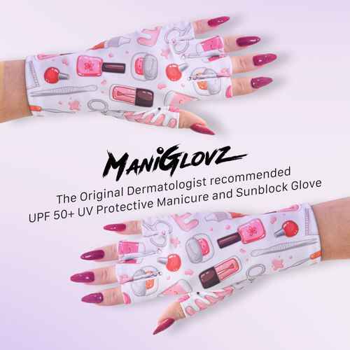 ManiGlovz - The ORIGINAL UPF 50+ UV Light Protective Nail Gloves | Gel Manicure Gloves and Anti UV Fingerless Gloves for Women | Can be Used as Sun Protection Gloves for Driving | Peacock