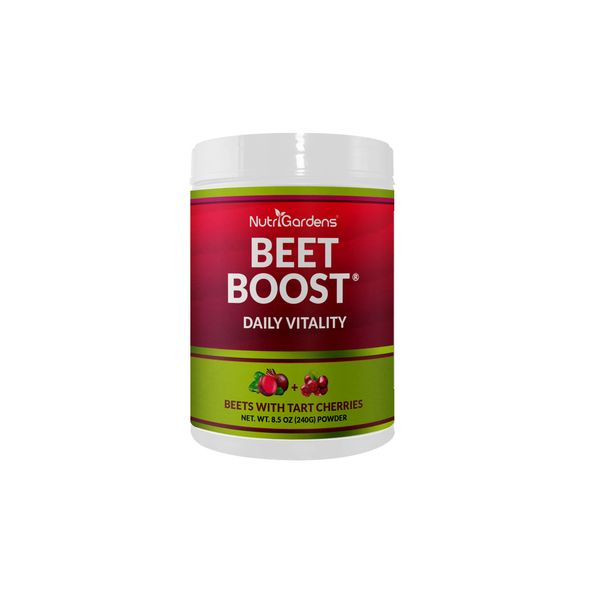 NutriGardens Beet Boost Beet Root Powder Nitric Oxide Booster and Energy Supplement, USA Grown Beets + Tart Cherry, Whole Beetroot Supplement, Red Beet Root Super Juice Beats All Vegan Supplements 8.5 Oz