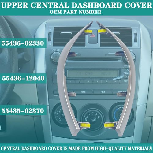 YzusGomumu 2Pcs Car Upper Central Dashboard Cover Trim Strip Compatible with 2009 2010 2011 2012 2013 Toyota Corolla Replaces# 55436-12040 55436-02330 55435-02370 Left & Right Side Dash Board Strips