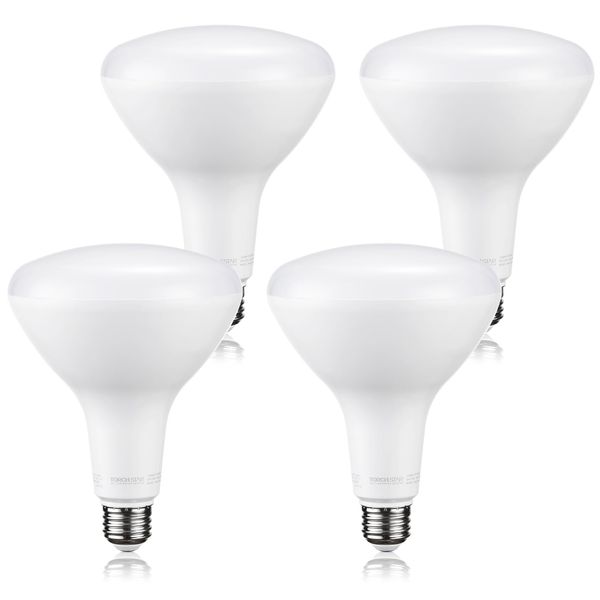 TORCHSTAR BR40 LED Light Bulbs, Indoor Flood Light, Dimmable, 3000K Warm White, 1400lm, E26 Base, Recessed Can Light, High Lumen, 17W (100W Eqv.), Flicker-Free, UL & Energy Star Listed, Pack of 4