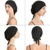 ZLYC Satin Lined Hijab Cap for Women Tie Back Hijab Undercap Inner Underscarf Hat (Solid Black)