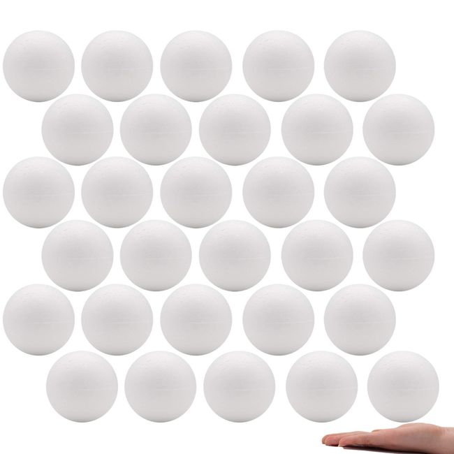 Crafare 40pc 3 Inch White Craft Foam Balls Bulk Smooth Polystyrene Round Foam Balls for Holiday DIY Arts Crafts Making and School Projects Decorations