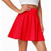 Afibi Women's Casual Basic Versatile Flared Pleated Mini Skater Skirt with Shorts (Medium, Red)