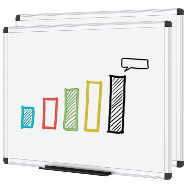 VIZ-PRO Dry Erase Board/Whiteboard, Non-Magnetic, 48 x 36 Inches, Pack of 2, Wall Mounted Board for School Office and Home