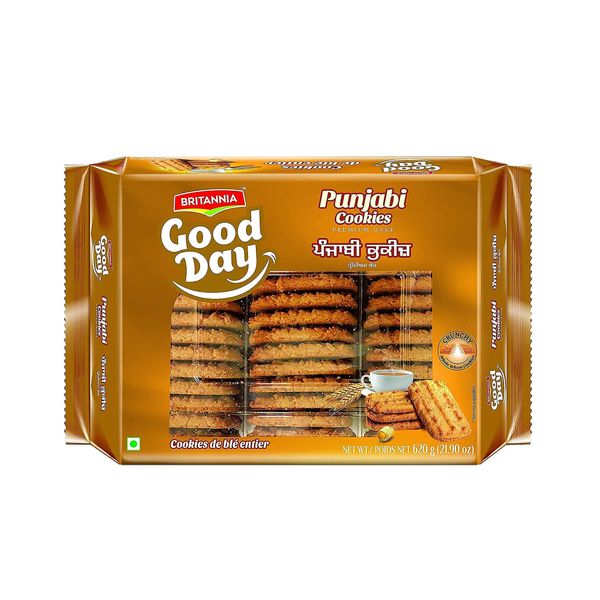 BRITANNIA Punjabi Cookies 21.90oz (620g) - Whole Wheat Cookies - Healthy, Delicious & Crispy - Breakfast & Tea Time Snacks (Pack of 1)