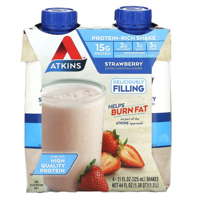 Atkins Advantage Strawberry Shake 4 Shakes 11 fl oz 325 ml Each Atkins Diet