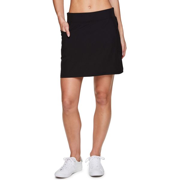 RBX Active Fashion Skort for Women, Quick Drying Flat-Front Woven Running/Tennis/Golf/Pickleball Skort with Zipper Pocket S20 Black S