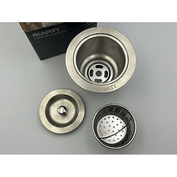 RUVATI RVA1025 Kitchen Sink Drain with Basket Strainer & Lid Chrome