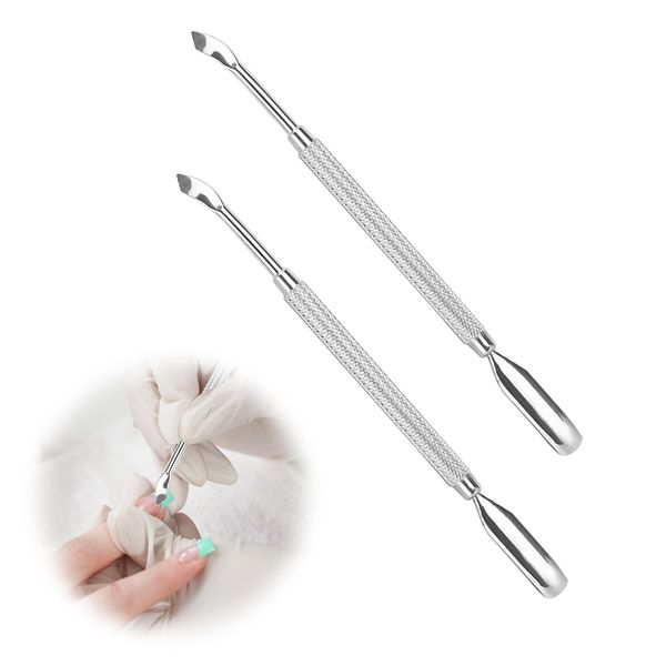 PAVIKE Nail Pushers Stainless Steel Cuticle Metal Pushers Set of 2 Cuticle Metal Pushers High Hardness Anti-Slip Waterproof Easy to Use Pusher Nail Cuticle Removal Nail Tool