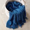 BOURINA Textured Solid Soft Sofa Throw Couch Cover Knitted Decorative Blanket,Royal Blue, 152x203cm