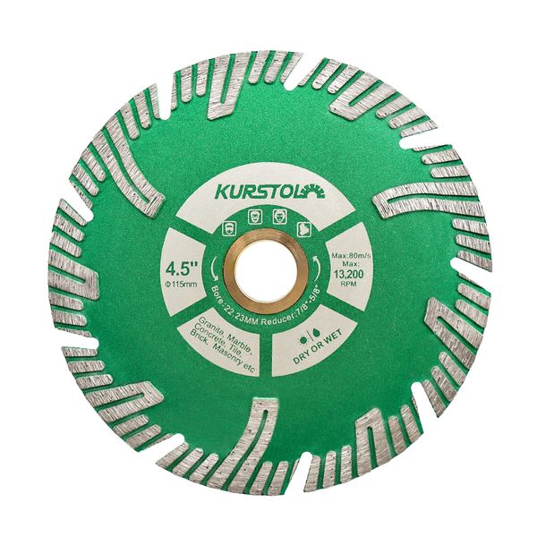 KURSTOL Granite Diamond Cutting Blade - 115mm Concrete Cutting Disc for Marble Stone Tile Quartz Angle Grinder Saw Blade with a Reducer Washer 22-16MM