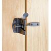 Gate Latch with Auto-Lock Mechanism, Black Metal, Includes 6 Mounting Screws