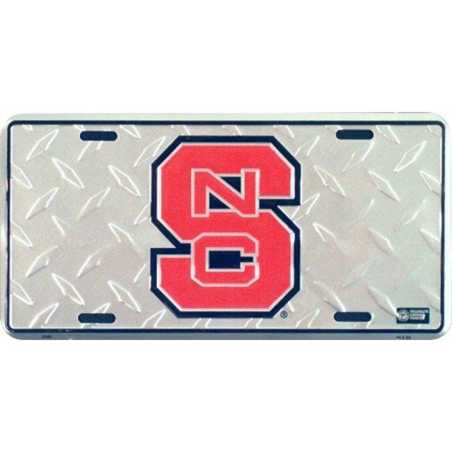 Hangtime NC State Wolfpack Diamond Emboss Metal License Plate 6 x 12