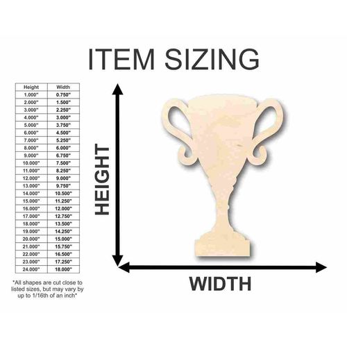 Unfinished Wood Award Trophy Shape Sports Craft up to 46" DIY 12" / 1/8"
