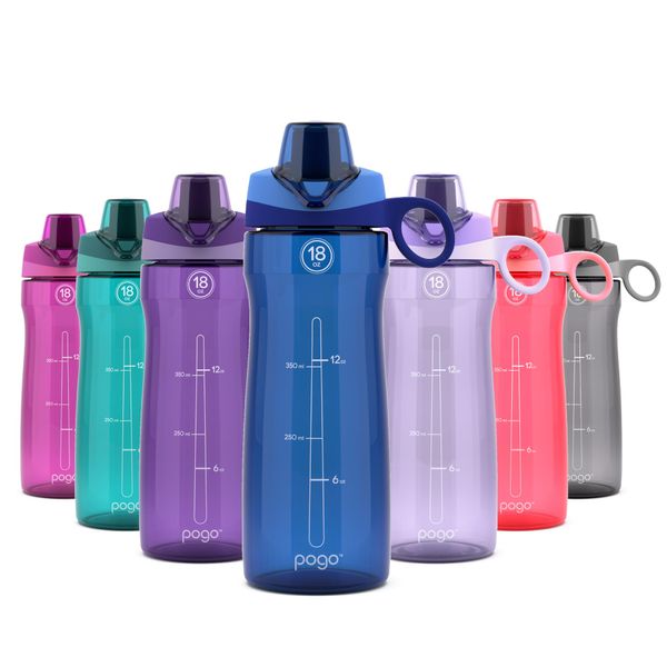 Pogo BPA-Free Tritan Plastic Water Bottle with Chug Lid, 18 Oz, Blue