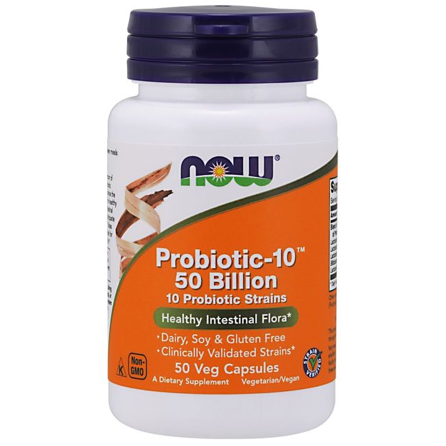 NOW Foods Probiotic-10 50 Billion, 50 Veg Capsules