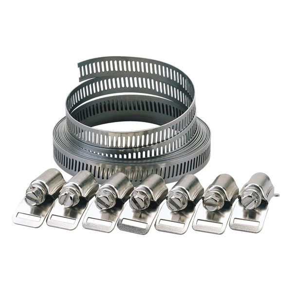 Draper Wide Hose Clamp Set | 8 to 12mm Banding width Hose Clips | 3m Banding Quick Grip | 8 Tensioning Clamps | 55592