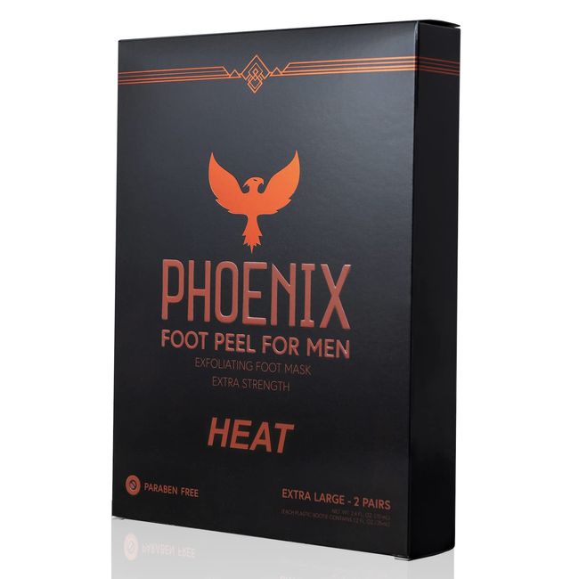 (Pack of 2) Phoenix Foot Peel for Men - Extra Large - Extra Strength - Cinnamon - Exfoliating Dry Feet Treatment - Callus Remover - Paraben and Fragrance Free -