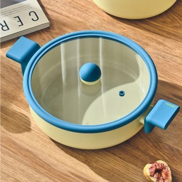 Danish 9.5" Low Stock Pot with Lid, Nonstick Ceramic Coating Multi Casserole