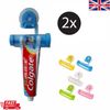 2x Toothpaste Tube Dispenser Rolling Squeezer Wall Mounted Hook Suction Holder