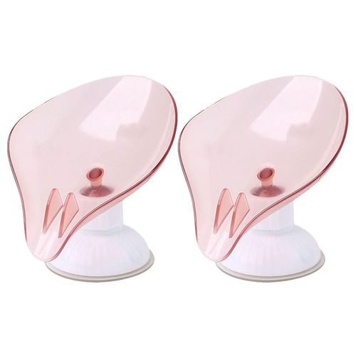 FELTECHELECTR 2Pcs Self Draining Soap Dish with Suction Cups Leaf Shape Soap Holder Moisture Stylish Design for Bathroom and Kitchen Use