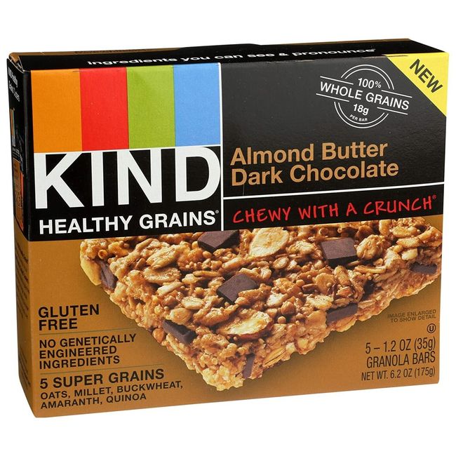 KIND Healthy Grains | Almond Butter Dark Chocolate, (6) Boxes x 5ct (30 Bars)