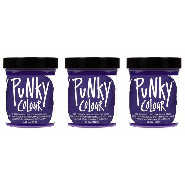 3 X Jerome Russell Punky Colour Semi-Permanent Hair Color 1428 Violet