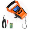 HEETA Waterproof Fish Scale Digital with Backlit LCD Display, 110lb/50kg Portable Hanging Scale Fishing Scale for Home and Outdoor, Measuring Tape and 2 AAA Batteries Included (Orange)