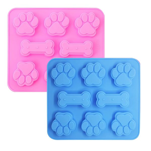 2 PCS Puppy Cat Dog Paw Silicone Mould Paw Print Chocolate Moulds Dog Treats Molds Dog Freezer Ice Lolly Mould Non Stick Silicone Mould for Wax Melts Baking Pudding Jelly Candy Gummy Cookie Ice Cube