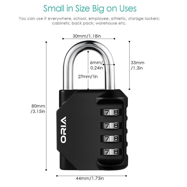 ORIA 5 Digit Combination Padlock, Lengthened Combination Lock, Long Shackle  Gym Lock, Luggage Travel Lock, Updated Safety Lock for Gym Locker