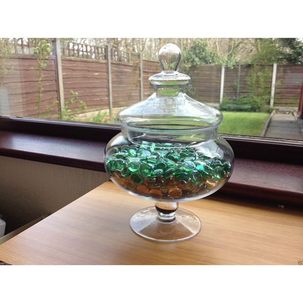 DEENZ NEW 25CM DECORATIVE GLASS JAR WEDDING TABLE CENTRE PIECE SWEETS CHOCOLATE JAR