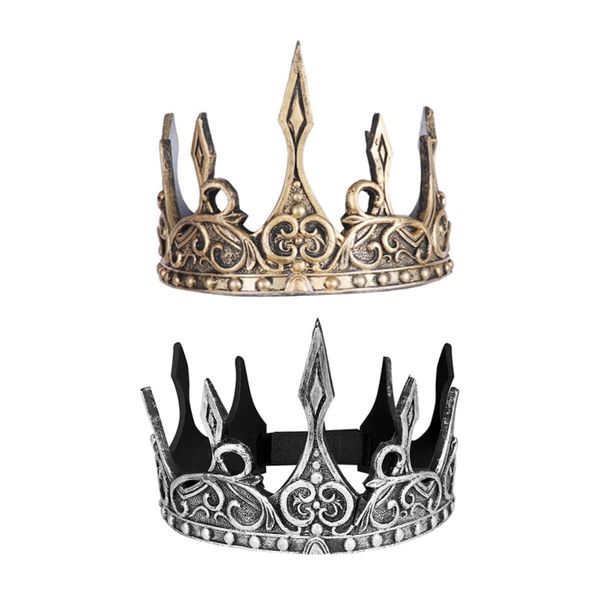 ABOOFAN 2pcs For Men King Costume Baroque King Crown King Tiara Crown Men Decor Royal King Crown Medieval Crown Queen Crown Cosplay Medieval Black Trim Golden Crown Man Clothing Party Hat