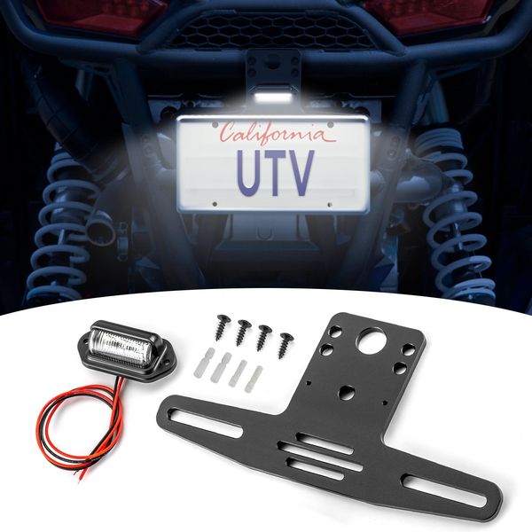 Wsays UTV Universal License Plate Bracket for Golf Cart ATV RV Truck Snowmobile Trailer Boat SxS Compatible with Polaris RZR Ranger General Can Am Maverick x3 Kawasaki