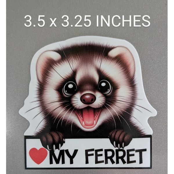 3.5" Love My Ferret Decal Vinyl Sticker Pet Life Owner Furry Cat Snake Weasel