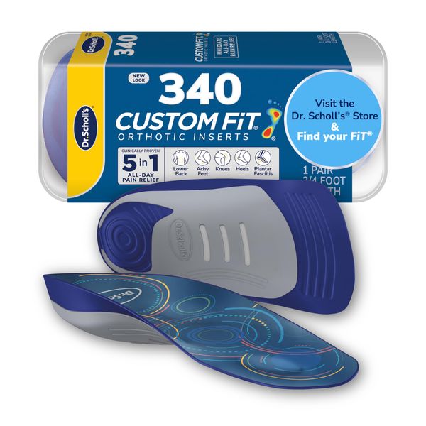 Dr. Scholl’s Custom Fit Orthotics 3/4 Length Arch Support Shoe Inserts - Plantar Fasciitis Relief Insoles for Men and Women, Immediate All-Day Total Lower Body Pain Relief, FSA HSA Eligible, CF340