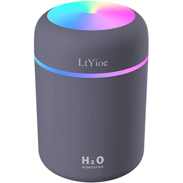 LtYioe Humidifier Portable Mini Humidifiers for Bedroom, Personal Desktop Air Humidifier with Colorful Cycling Light, 2 Mist Modes and Auto Shut-Off, Super Quite for Office Home Car(Navy Black)