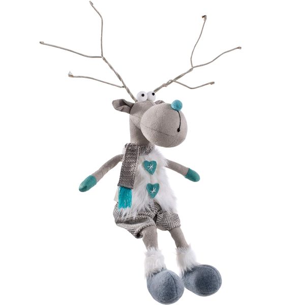WeRChristmas Sitting Boy Reindeer Figurine, Multi-Colour, 42cm
